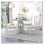 Ensemble de salle à manger extensible 5 pièces avec chaises creuses sculptées (blanc antique)-1165943331
