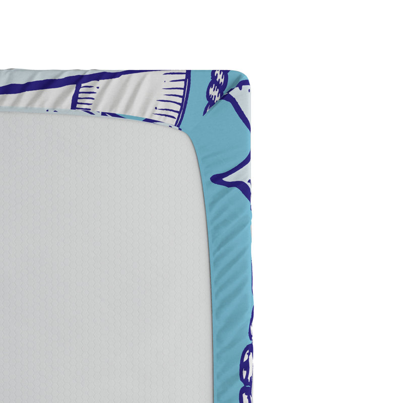 Octopus Microfiber Patterned Fitted Sheet, Queen Fitted Sheet