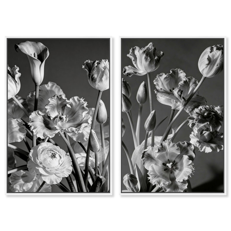 Botanique Noir Set Floral & Botanical Canvas Print by Oliver Gal, Black Frame, 10 x 15, 37" H x 25" W, White Floater Frame