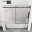 Porte coulissante en verre de l 60 po x H 58 po, verre trempé transparent de 1/4 po (6 mm) d'épaisseur, rouleaux corrosifs, fonctionnement silencieux, douche de baignoire moderne noir mat de 6 mm avec revêtement facile à nettoyer, largeur réglable