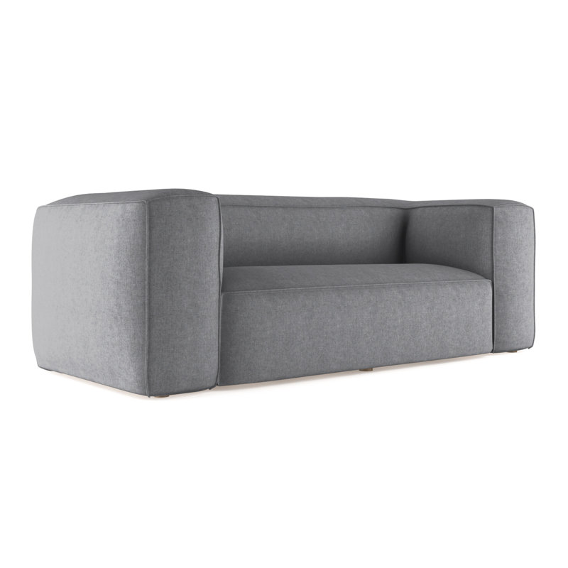 Varick Oversize Track-Arm Sofa with Flange, Weathered, 30" H x 84" W x 47" D, Box Weave Linen Silver Streak