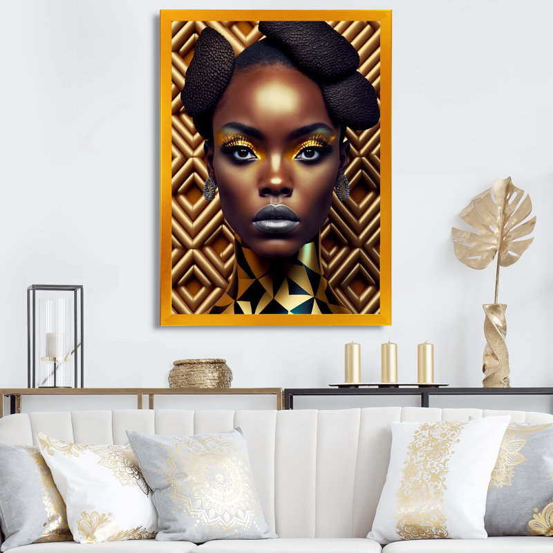 «Beautiful Contemporary Contemporary Retro Woman III», reproduction sur toile, H 20 po x l 12 po x P 1 po, Encadrement doré