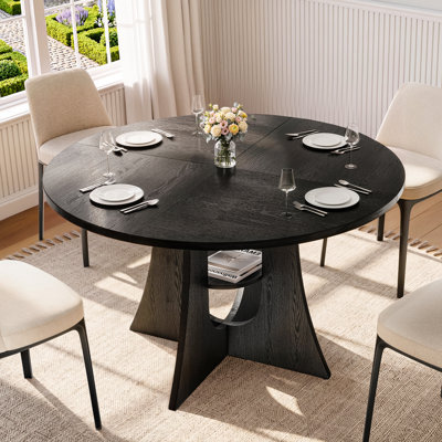 47" Round Dining Table With Cross Base Design