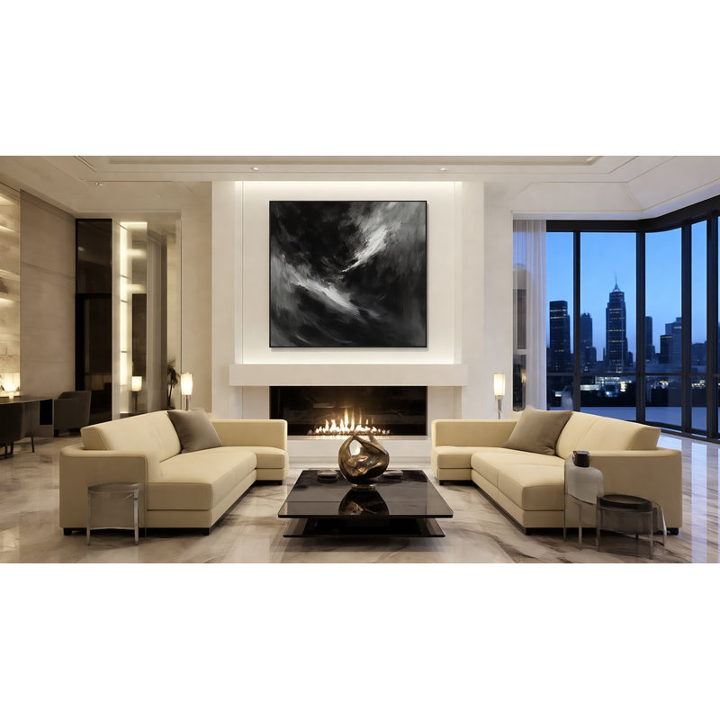Eclipse of Quiet Framed Canvas Wall Art by Kasian Art Studio - White Frame, Brown