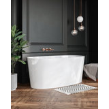 Ove 59.25" x 30” Freestanding Soaking Solid Surface Bathtub with Wetmar Bio