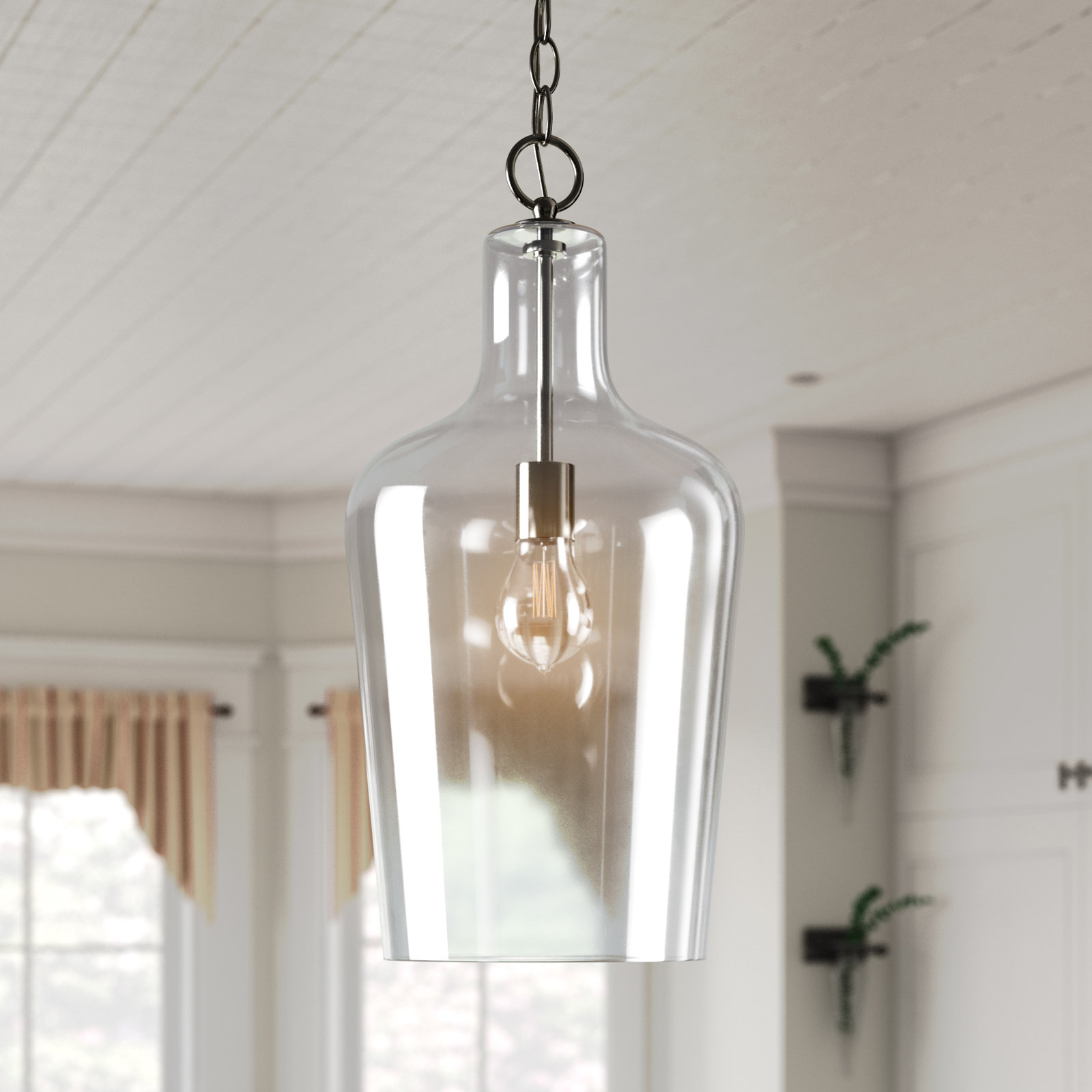 Dori Dimmable Bell Single Light Pendant, Mercury, Satin Nickel