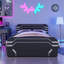 Queen Size Upholstered Gaming Bed with Side-Lift Hydraulic Storage System, Cyberpunk Style Platform Bed with Futuristic Pattern for Gamers & Gen Z-129123591
