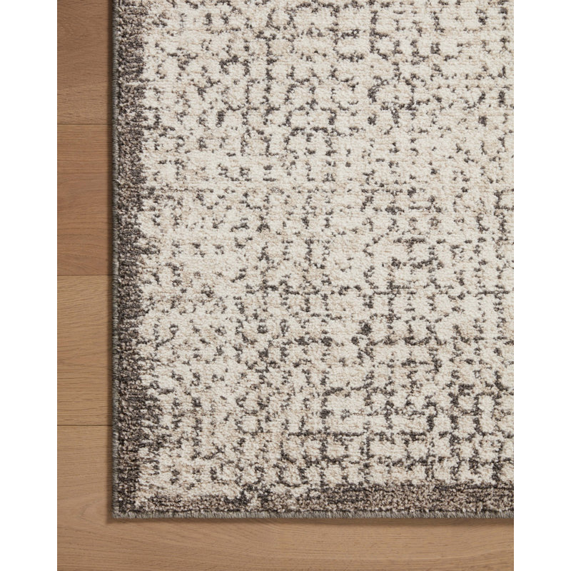 Ivory and Stone Hand-Knotted Synthetic Rectangular Rug, 11'-6" x 15'