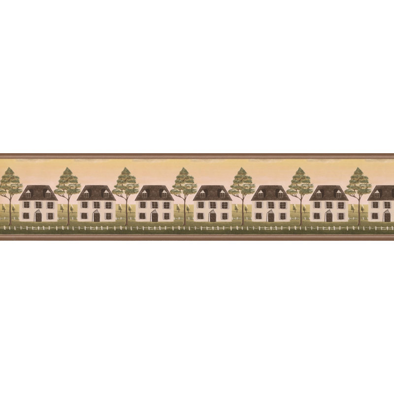 Bordure de papier peint Bellmont, Blanc / Vert / Beige