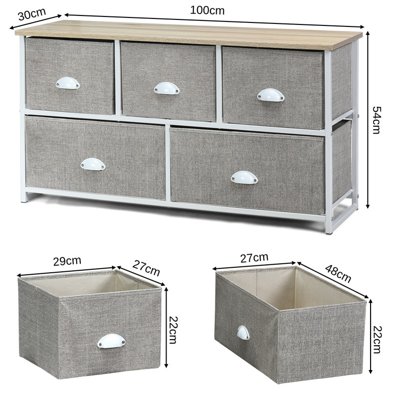 Anston Iron 100 cm W Chest of 5 Drawers, White