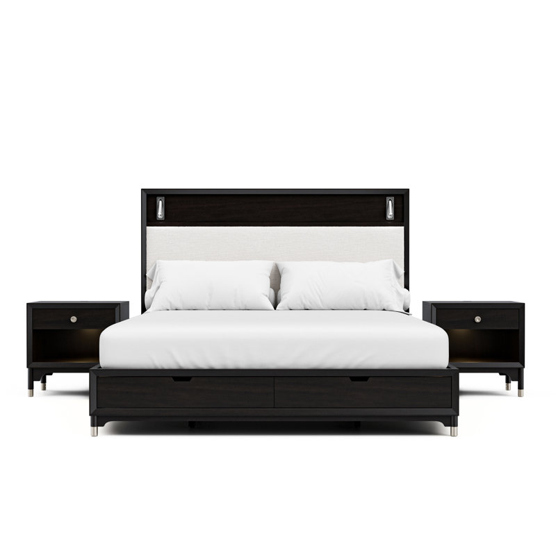 Ensemble de chambre à coucher Oberlander, Trois pièces : lit et deux tables de chevet, Grand lit