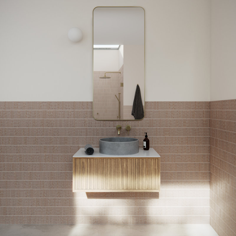 Miroir carré 22 po x 48 po Trinity, Laiton satiné