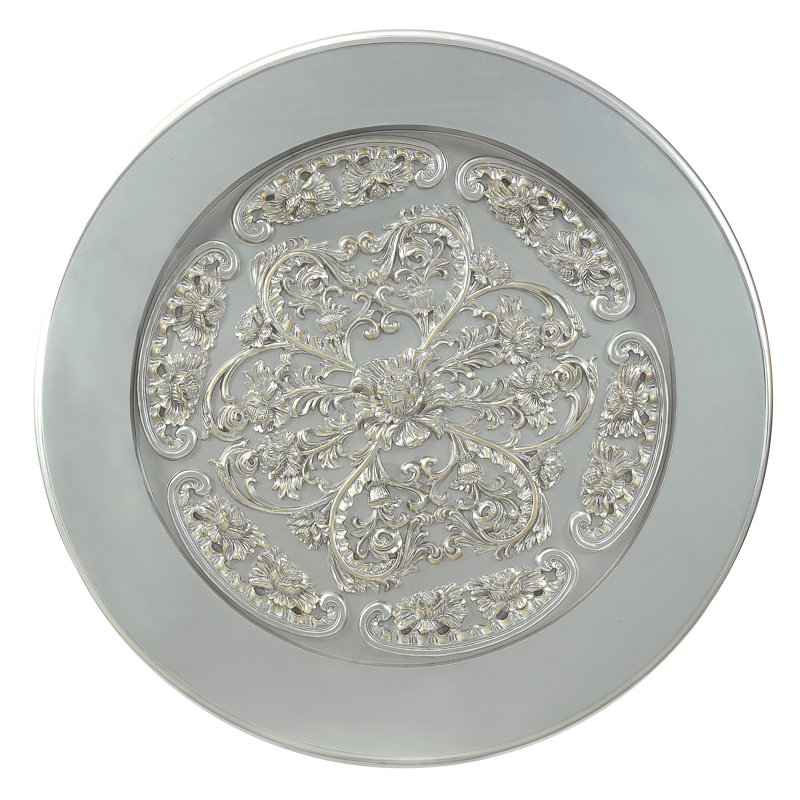 Table de salle à manger ronde avec plateau en verre champagne