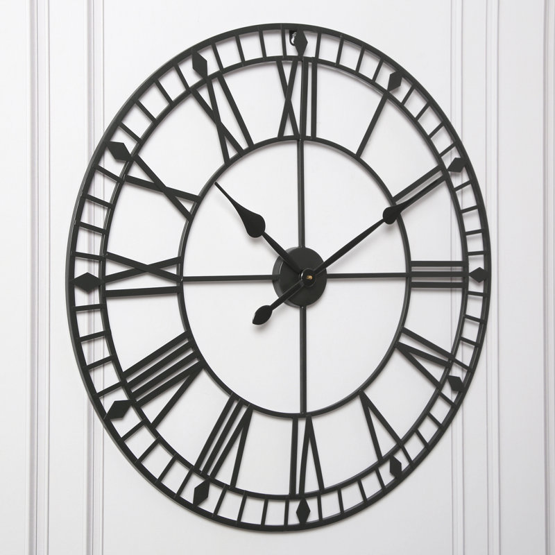Elienor Iron Wall Clock, 80cm H x 80cm W x 5cm D, Black