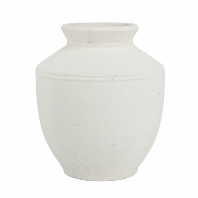 Round Terracotta Vase - Natural White Finish