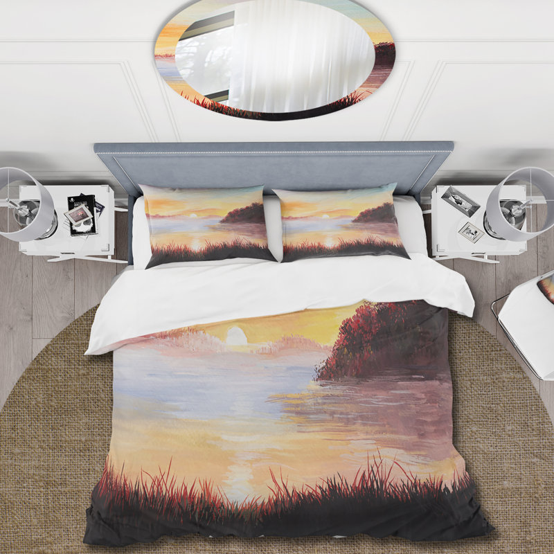 On The Lake With The Reeds - Ensemble de housse de couette nautique et côtier - Polyester en microfibre