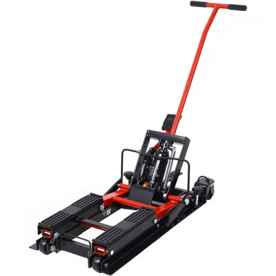Hydraulic Motorcycle Lift Jack, 1500 LBS Capacity ATV Scissor Lift Jack, Portable Motorcycle Lift Table With 4 Wheels, Hydraulic Foot-Operated Hoist Stand For Motorcycle ATV UTV With Tie Down