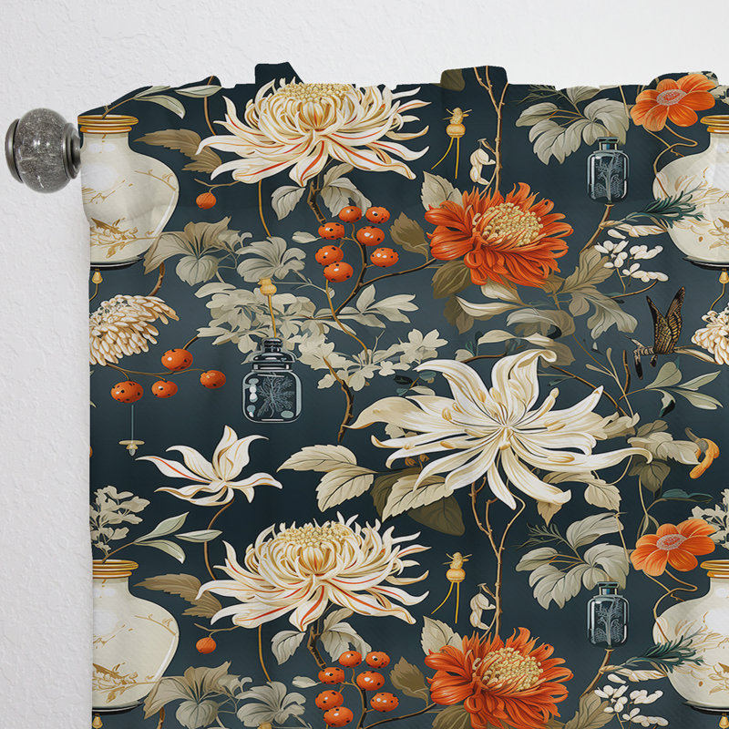 Harmonieux équilibre - Rideau floral - Velours obscurcissant - 1 panneau, L 52 po x L 90 po
