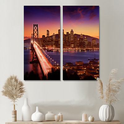 San Francisco Skyline And Bay Bridge III - Art mural industriel 2 panneaux