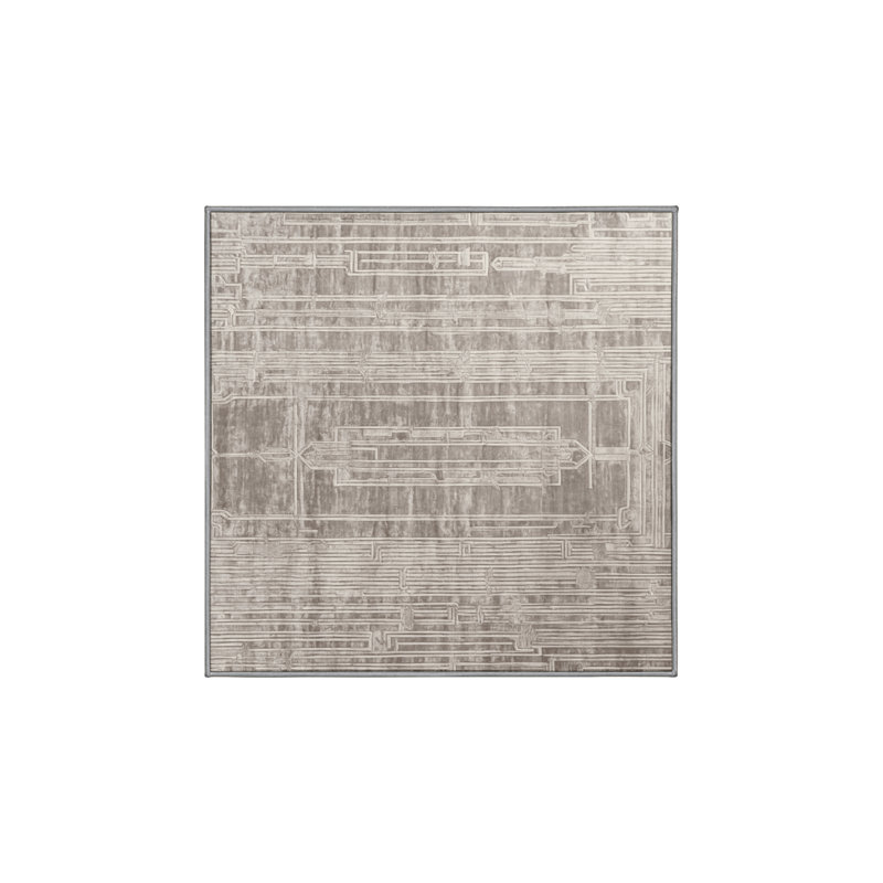 Machine Washable Gray Area Rug, Square 4'