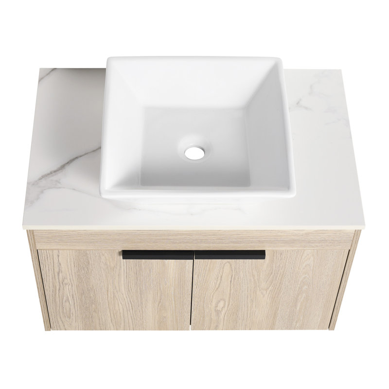 Meuble-lavabo moderne de 30 po avec lavabo en céramique et conception murale