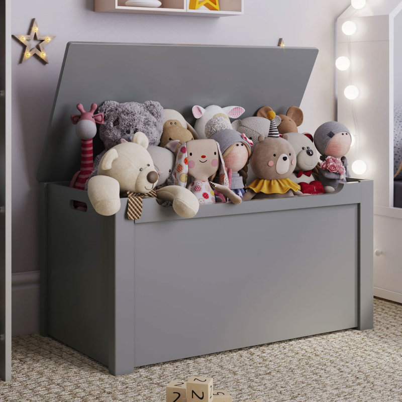 Boîte à jouets en bois massif Kariss, gris