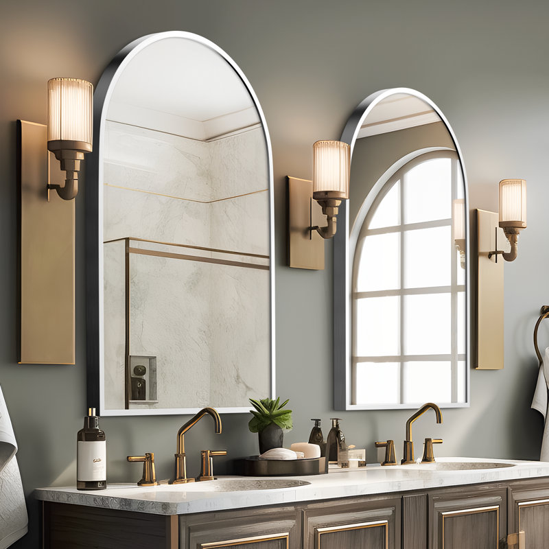 Metal Arch Mirror, Silver