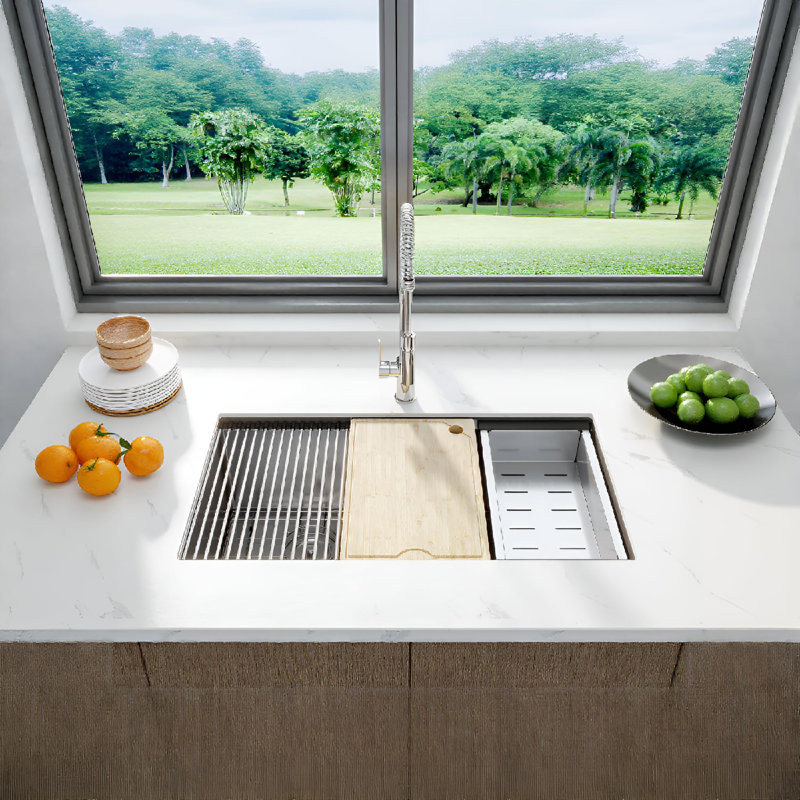 Évier de cuisine encastré 30 po x 19 po, évier à simple cuve avec rebord et planche à découper, égouttoir à vaisselle, égouttoir à vaisselle