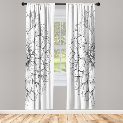 Microfiber Floral Semi-Sheer Rod Pocket Curtain Panels