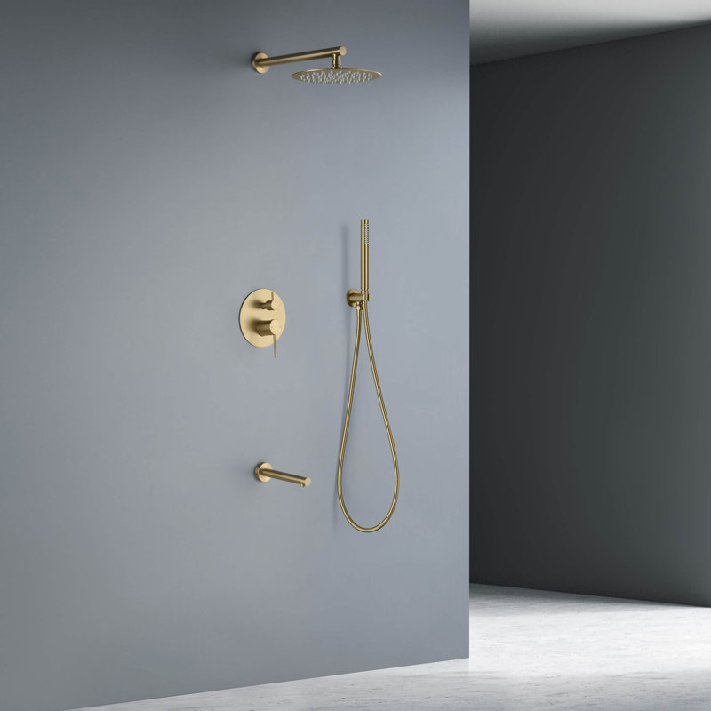 Circular Wall Mounted with Rough-In Valve, Brushed Brass