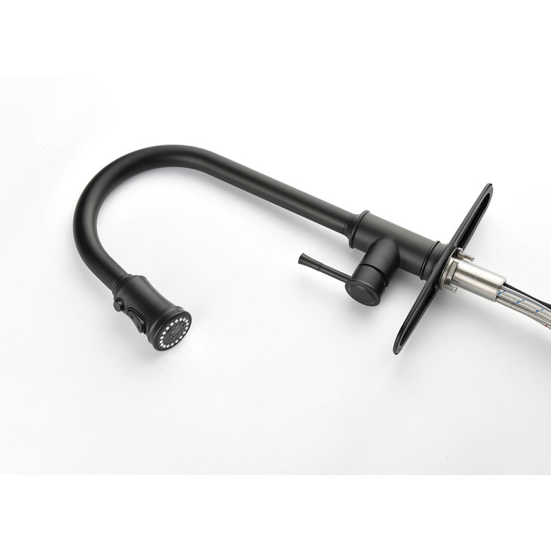 Stainless Steel Kitchen Faucet With Pull Down Spray Head, Matte Black, Single Handle, 3 Water Output Modes, Superior Quality Black Out Faucet, Steel, Options, Fade- Finish