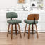 Tabourets de comptoir pivotants rembourrés en cuir de polyuréthane de style Mid-Century avec dossier courbé en bois-984185777-984185781