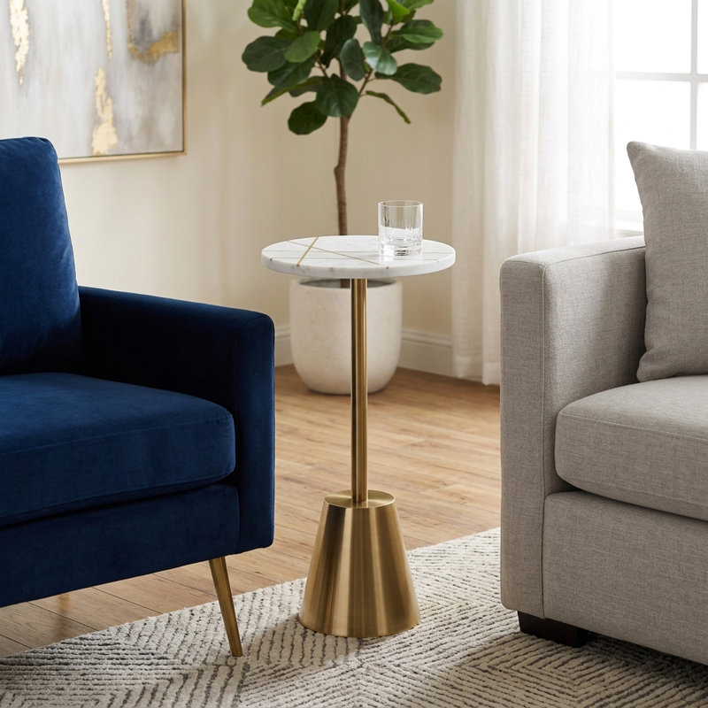 Table d'appoint Rejanae Marble and Brass Inlay