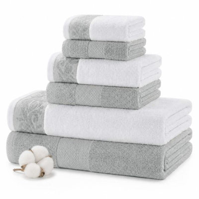Modern Threads 600 GSM 6-Piece Towel Set with Filgree Jacquard Border