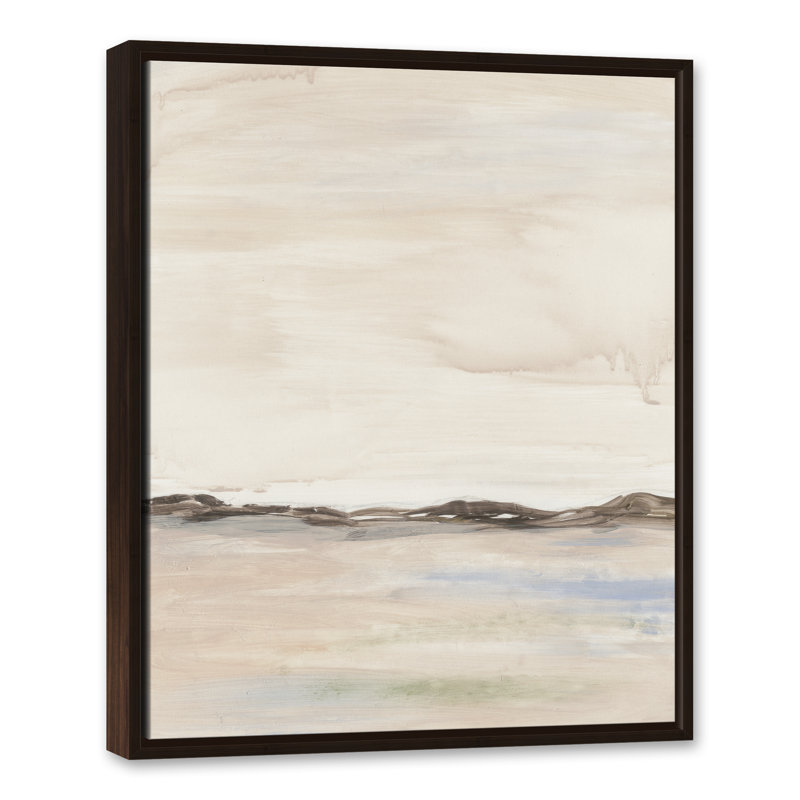 Paysage neutre et doux - Peinture, Toile brune avec cadre flottant, H 31,75 po x l 25,75 po x P 1,75 po