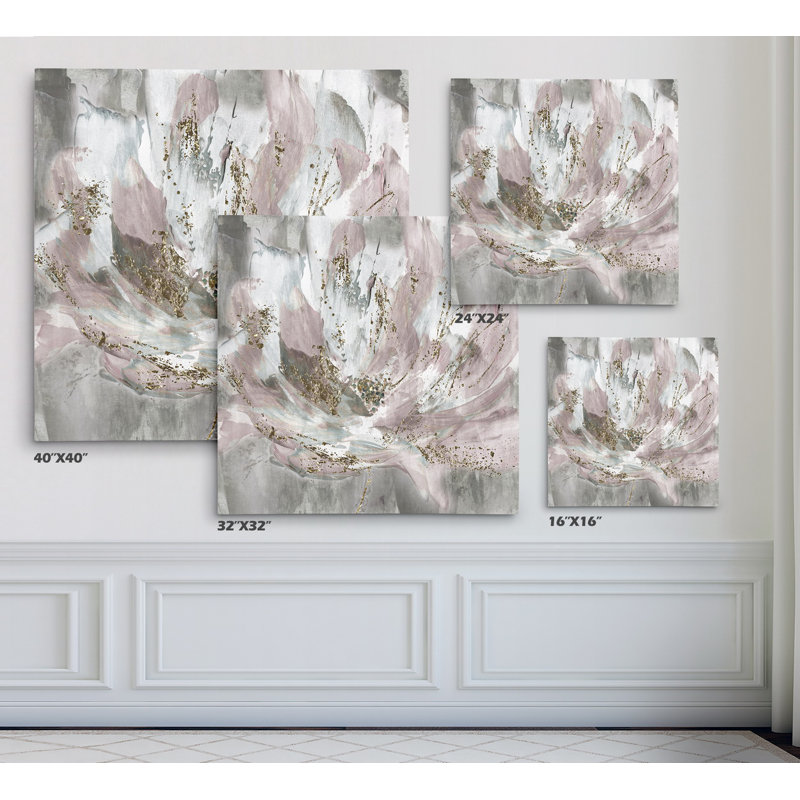 " Blush Flower Power ", Wrapped Canvas, 16" H x 16" W x 1.5" D