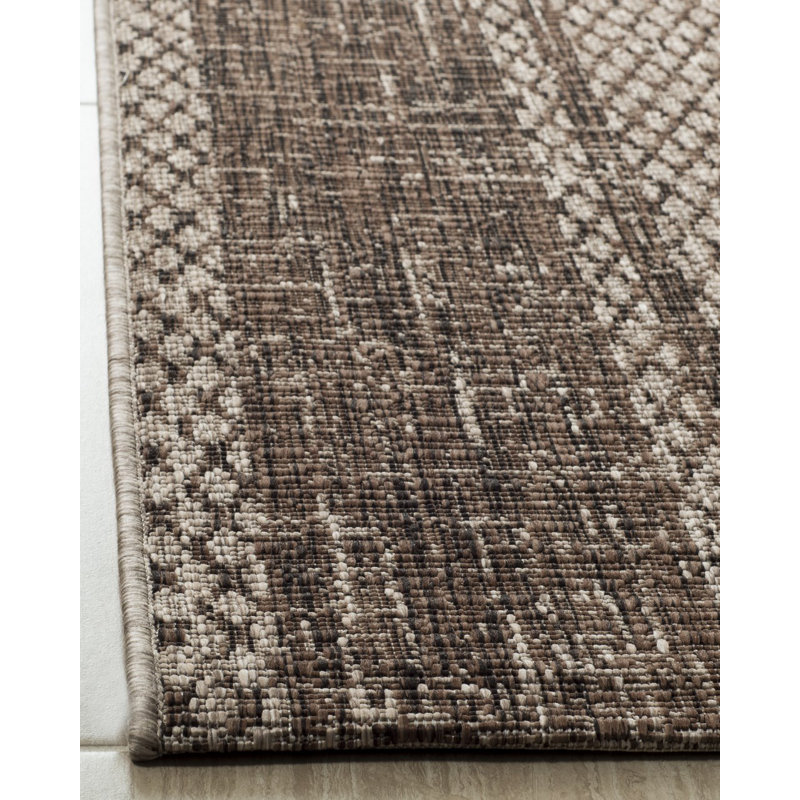 Atwells Looped Beige/Brown Indoor/Outdoor Rug, Rectangle 61 x 109 cm