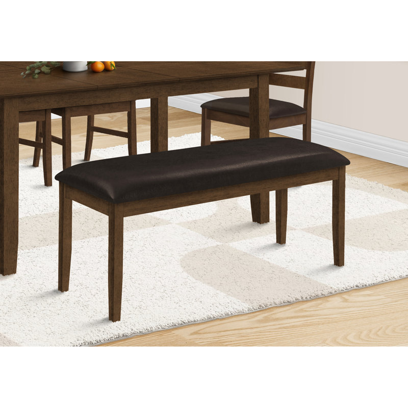 Banc 48 po rectangulaire en cuir brun texturé - Fabrication en bois massif pour siège de cuisine élégant et rembourré