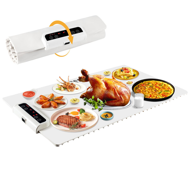 Electric Warming Tray - Portable Food Warmer With Time Moders Locking Function Adjustable Temperature Control Foldable Silicone Heating Tray