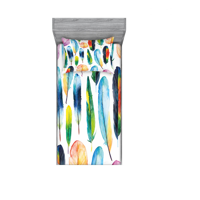 Ensemble de draps à main plumes, Ensemble de draps pour lit simple avec drap-housse