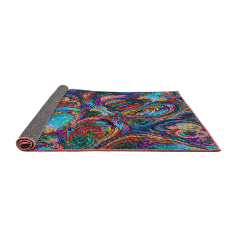 Tapis abstrait mauve / vert / bleu Arleny Anatolijs, Carré 7 pi
