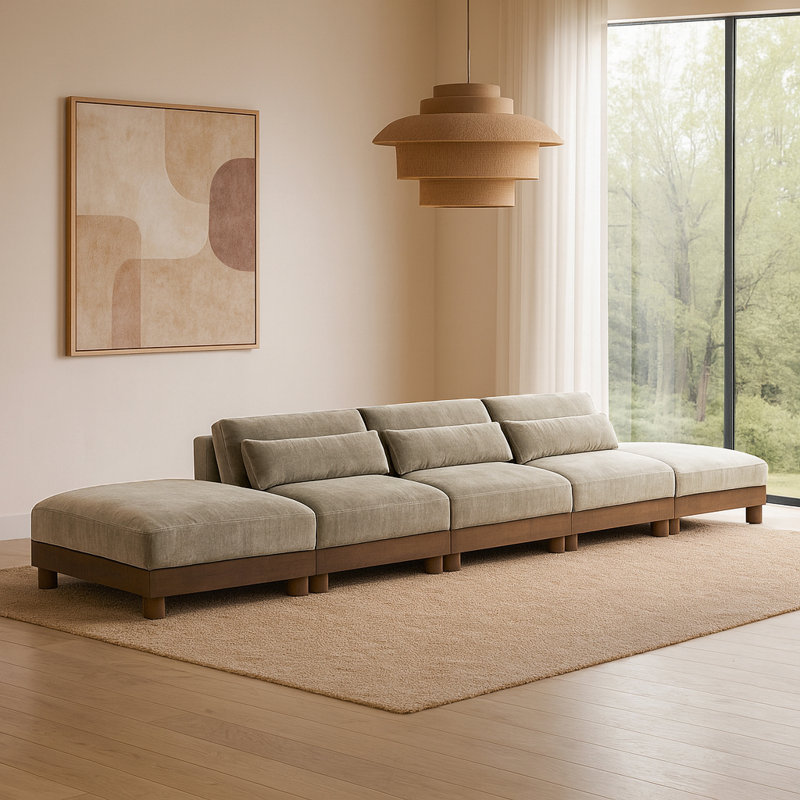 Canapé modulaire rembourré 5 pièces Turin, Taupe, Brun