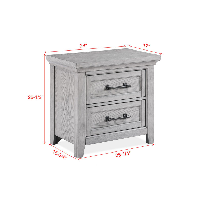 Table de chevet transitionnelle pour chambre à coucher avec finition grise et deux tiroirs - style et fabrication
