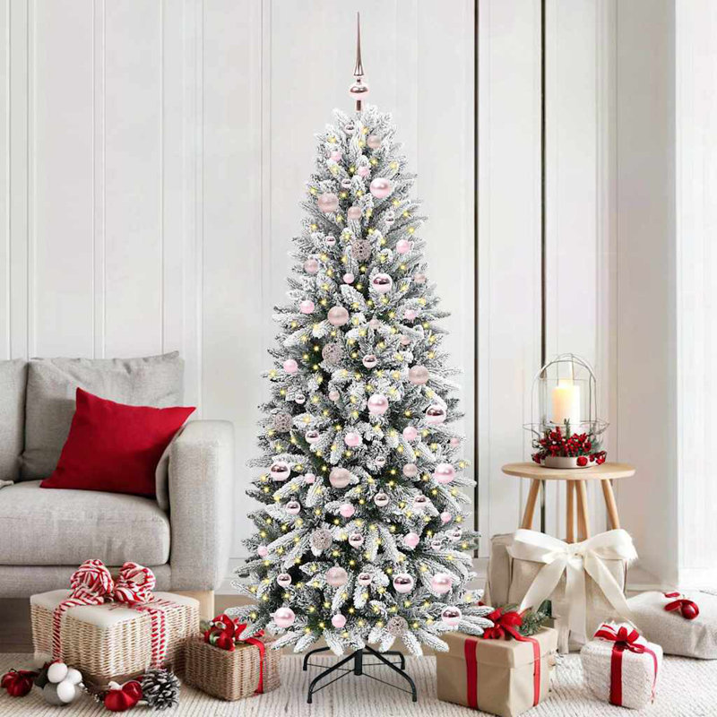 Artificial Christmas Tree with 300 LEDs White, Pink, 5.91' H