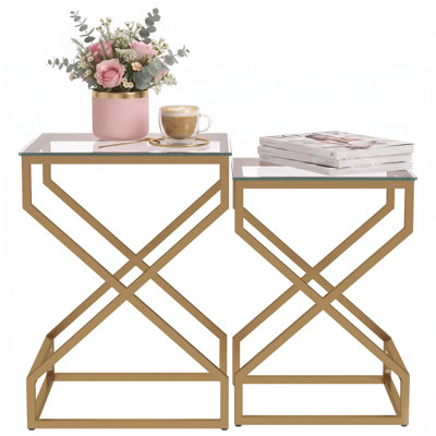 40 cm W Glass Bedside Table