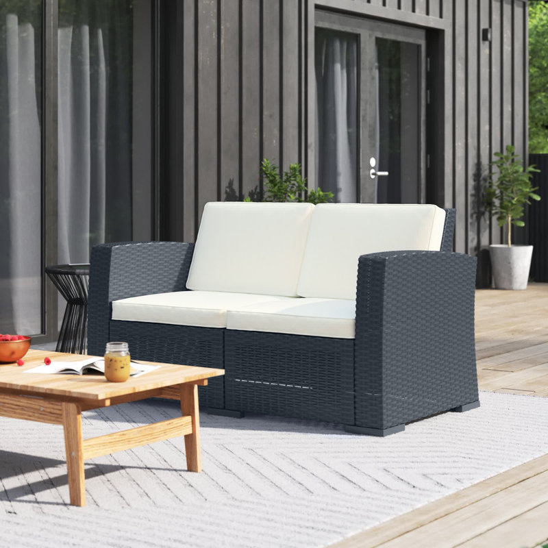 Mcchesney 55'' Wide Loveseat with Cushions, Dark Gray