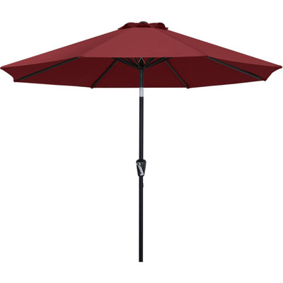 Parasol de patio 10 pi avec inclinaison à bouton-poussoir et manivelle pour patio, piscine et jardin