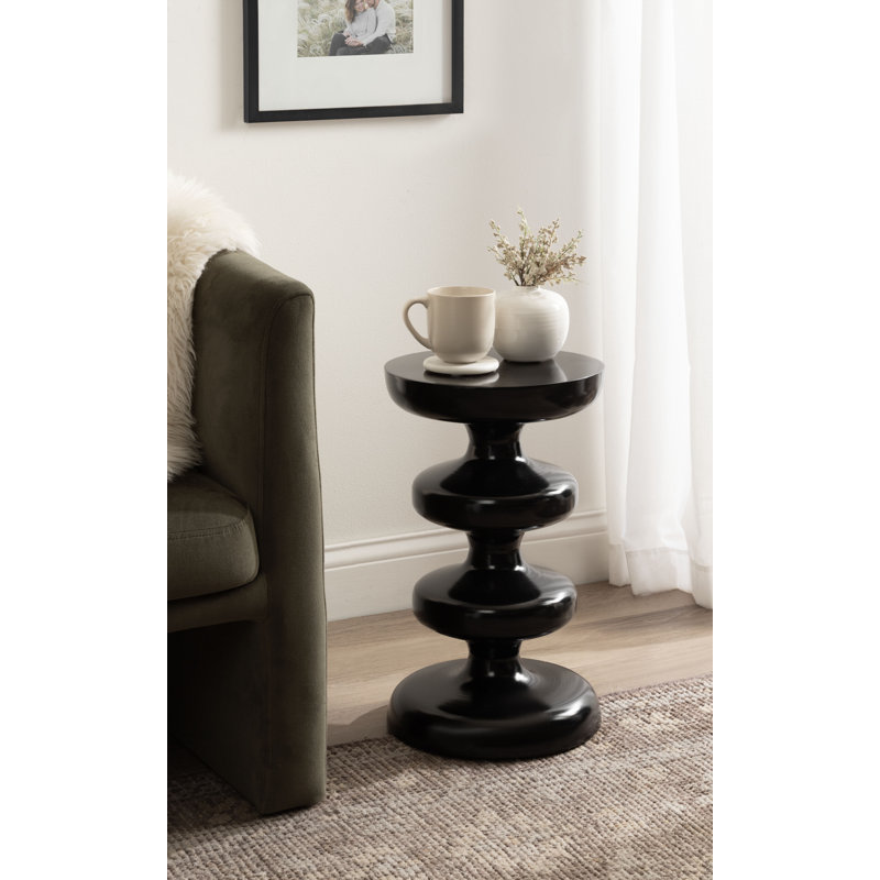 Table d'appoint ronde en métal Fondi, Noir