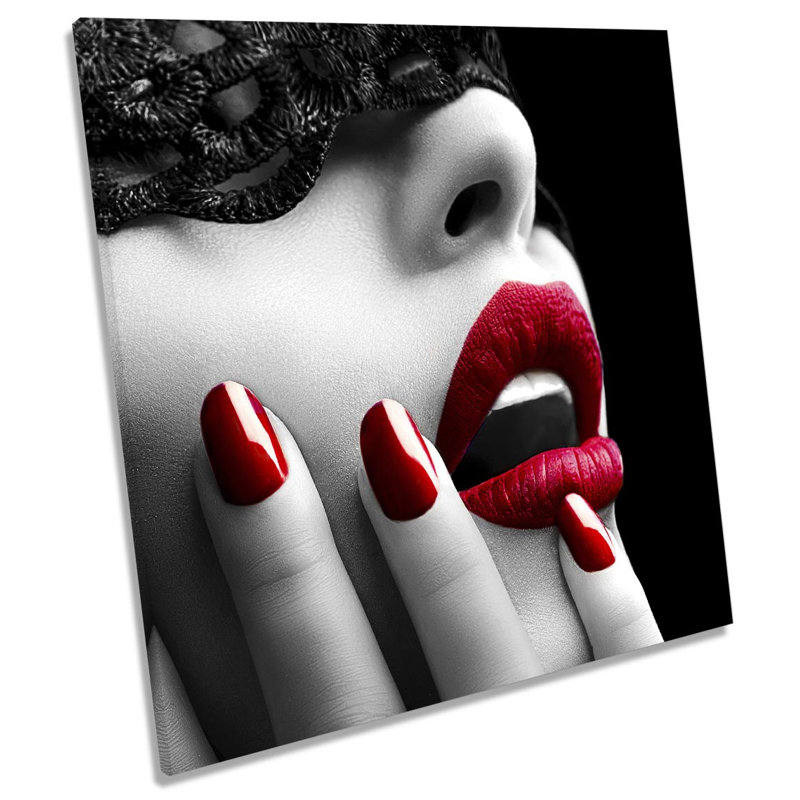 Z0804 Red Lipstick Beauty Salon - Wrapped Canvas Art Prints, 40.6cm H x 40.6cm W x 2cm D