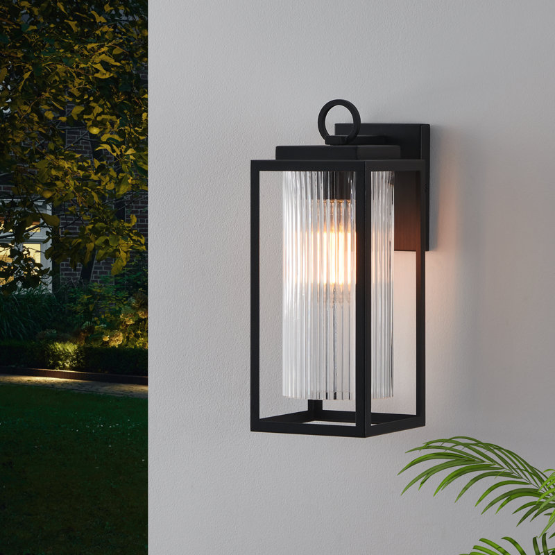 14” Black Outdoor Wall Lantern Sconce
